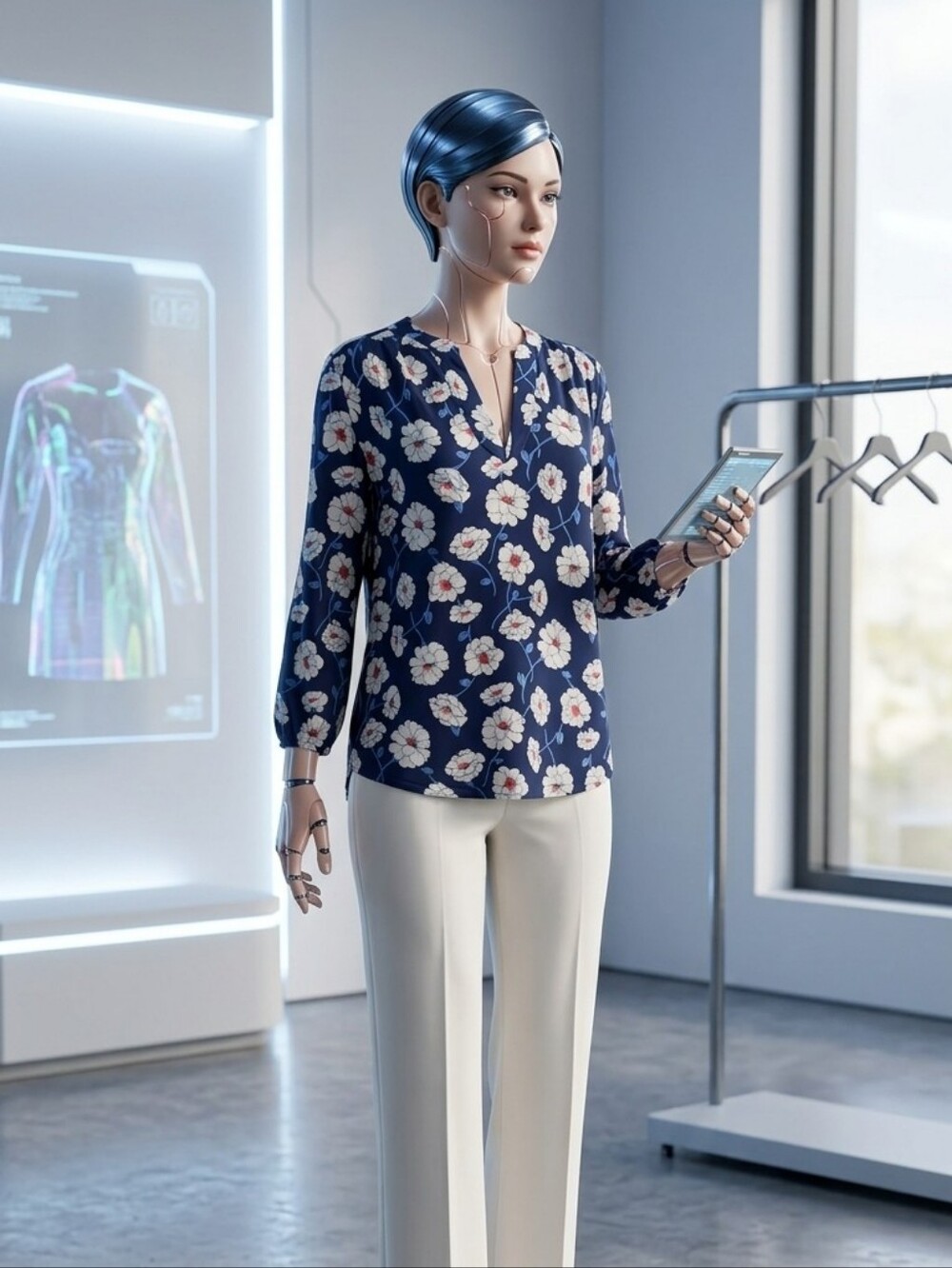 St. John's Bay Navy Floral Blouse